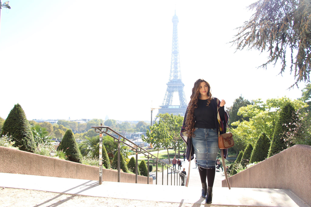 Dark Blue Stretchy Denim Moto Skirt