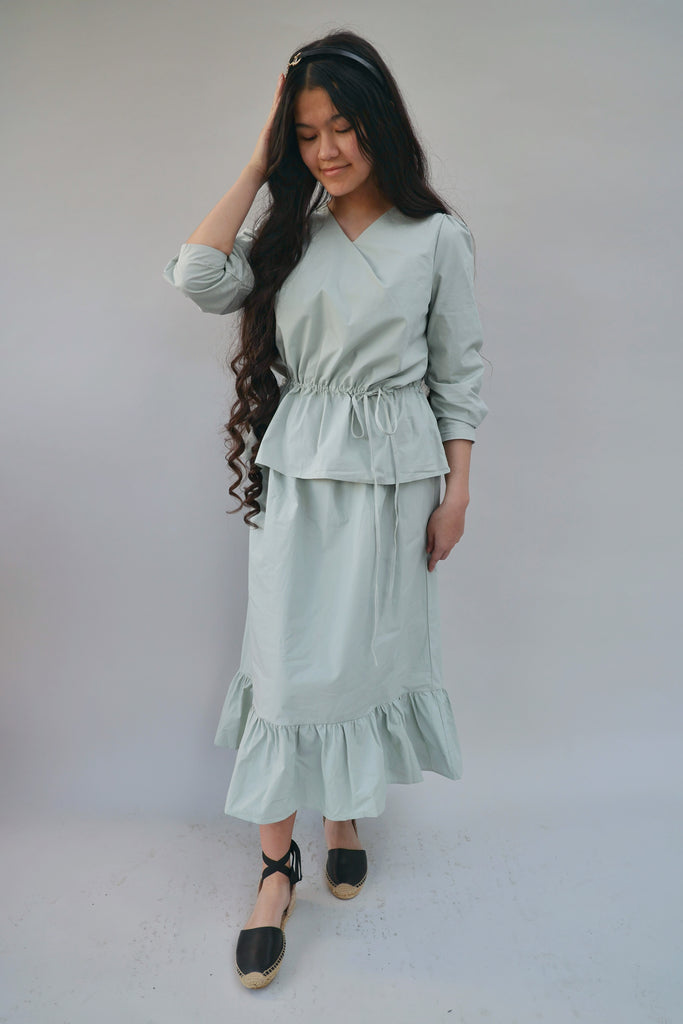 Sage Green Skirt & Top Set