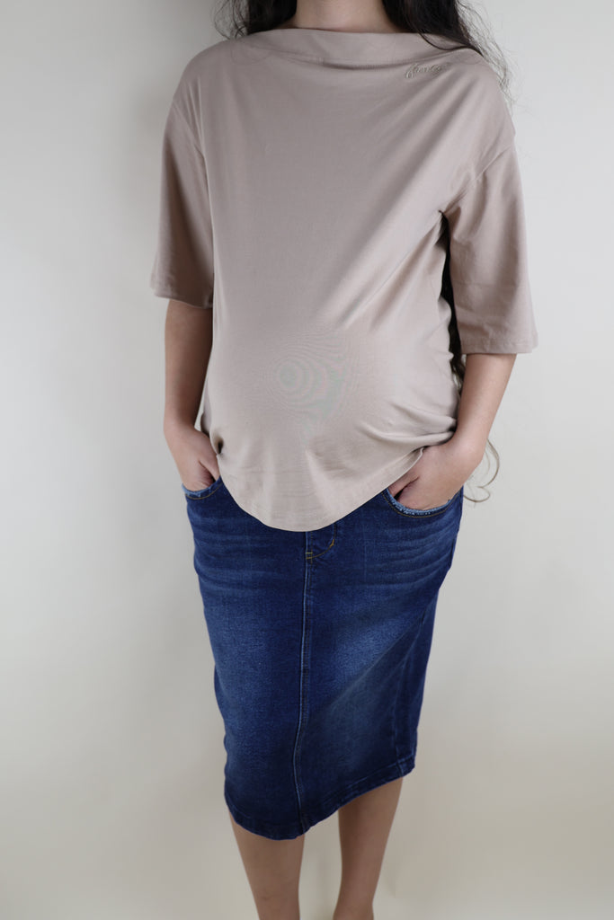 Blue jean skirts elastic waist top